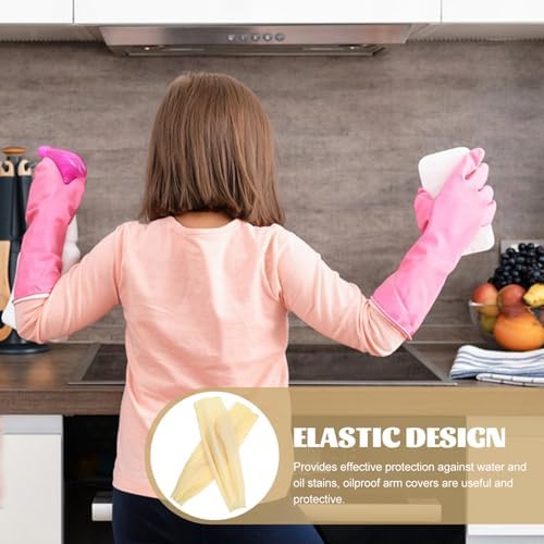 Waterproof Latex Arm Sleeves 45cm Long Oil-resistant Oversleeves for Housework and Welding Protection, Thickened Rubber Arm Guards for Women’s Work Safety