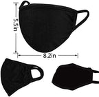 FECEDY 6pcs/Pack Black Mask Windproof Dustproof Masks Breathable Reusable Washed for Outdoor Sport Half Face Earloop Cotton Masks