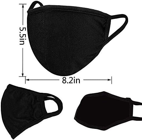 FECEDY 6pcs/Pack Black Mask Windproof Dustproof Masks Breathable Reusable Washed for Outdoor Sport Half Face Earloop Cotton Masks