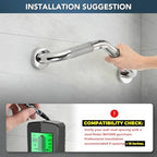 Grab Bars for Bathtubs and Showers- 1-1/4 x 16 Angled Shower Grab Bar for Seniors Knurled Stainless Steel Handicap Grab Bars for Wall, 15" Hole Center (Polished Nickel, 1 Pack)