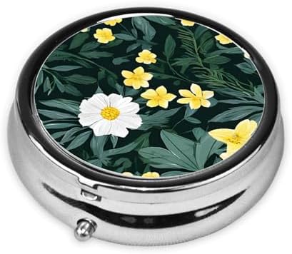 (Hawaiian) Round Pill Box,3 Compartment Pill Box Mini Decorative Pocket Purse Portable Travel Medicine Tablet Vitamin Holder Organizer Pill Case