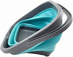 SAMMART 10L (2.6 Gallon) Collapsible Rectangular Handy Basket/Bucket (Grey/Crystal Blue)