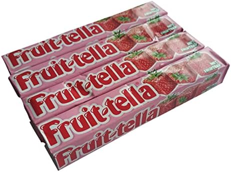 Fruit Tella Strawberry Chewy Candy with Fruit Juice 41g/1.44oz (Pack of 4)