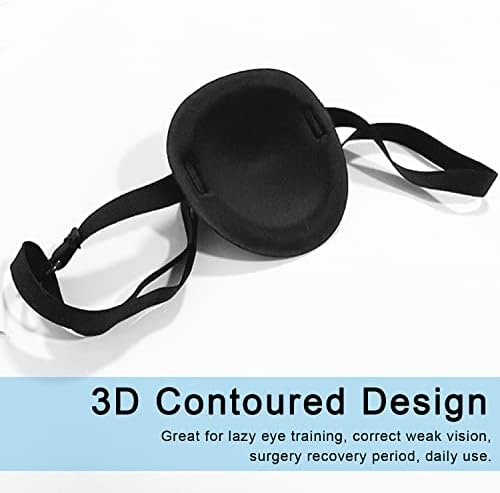 2PCS Eye Patch, Medical Eye Patches for Adults, Adjustable 3D Eye Patch, Soft Amblyopia Lazy Eye Patches for Left or Right Eyes, for Adults and Kids (Black, Blue)