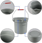 14 Quart Commercial Cleaning Pail with Handle, 4-Pack Plastic Bucket with Pour Spout, Grey