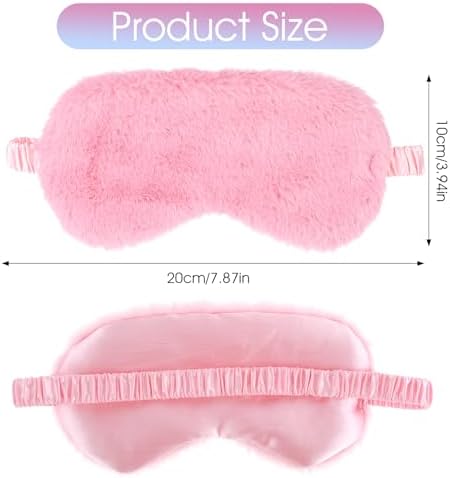 2 Pcs Plush Eye Mask Soft Sleeping Blindfold Eye Cover Comfortable Furry Faux Fur Sleeping Mask Satin Nap Night Eyeshade Cover for Women Men Gift (Pink)