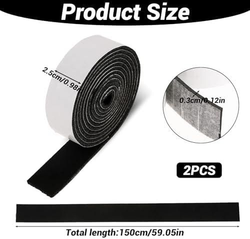 2 Rolls 60 X 1 Inch Felt Strips with Adhesive Backing, Non Slip Felt Tapes Felts Strips for Furniture Pads Furniture Self-Stick Heavy Duty Polyester for Protecting Hardwood Surfaces Floors Chair Wall