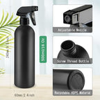 500ml/16 Oz Plastic Spray Bottles,Empty Heavy Duty Adjustable Fine Mist and Stream Container for Home Garden Plant,Essential Oils,Hair,Household Cleaning Solutions-Black,6 Pack