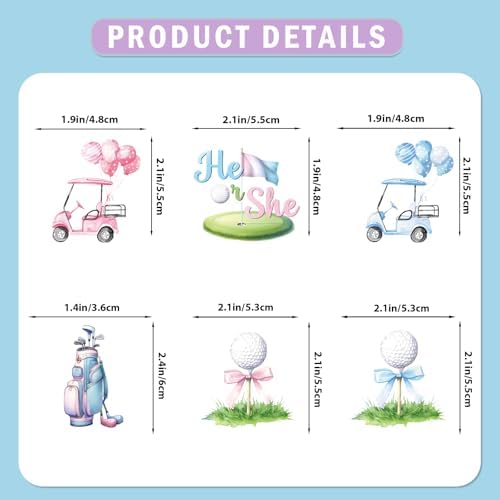 Golf Gender Reveal Cupcake Toppers Golf Gender Reveal Decorations Golf Balls Cake Decorations
