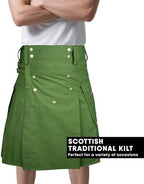 Kilt for Men - Modern Scottish Utility Hybrid Kilt with Cargo Pockets, Ideal for Weddings & Events