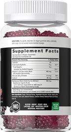 Horbaach Sambucus Black Elderberry Gummies | 60 Count | with Zinc and Vitamin C | Vegan, Non-GMO, Gluten Free Extract for Adults | Berry Flavor | by Berkshire Labs