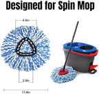 6 Pcs Spin Mop Replacement Heads, 360° Easy Wring Spin Mop 100% Microfiber Refill, Easy Cleaning Spin Mop Heads, 2 Tank System Replace Head for Easy House Cleaning Floor Mopping, Blue&White