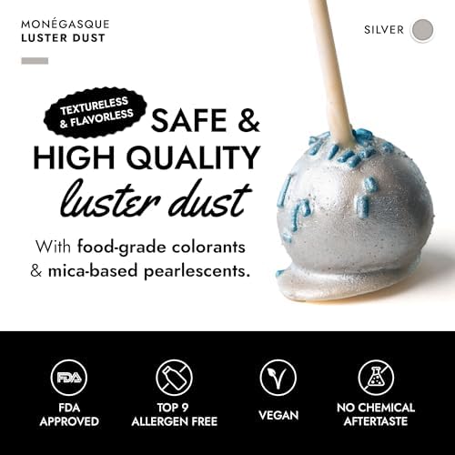 MONÉGASQUE Silver Edible Glitter for Drinks 15g – Easter Sprinkles Edible Glitter for Cakes & Cocktails - Silver Luster Dust for Cocktail, Cake Decorating, Food Decorations Spray, Drink Decorations