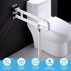 Modunful Upgraded Handicap Grab Bar for Bathroom, Flip Up Toilet Hand Rail for Elderly, Disabled, Pregnant, 23.6 Inch, White, Textured Finish, Stainless Steel