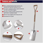 Spear & Jackson Digging Spade, Traditional Stainless Range Garden Tool, Treaded Stainless Steel Head and Ash Wood Handle for Efficient Soil Digging