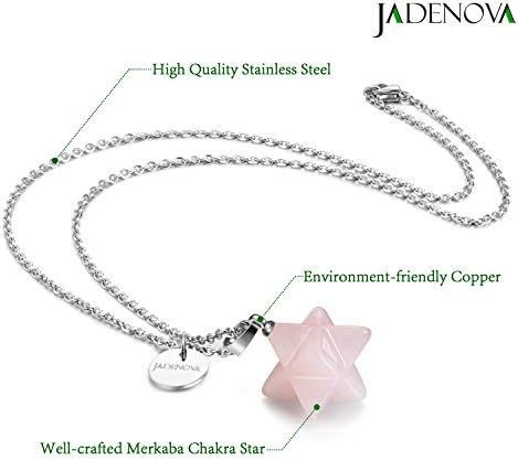 JADENOVA Merkaba Crystal Pendent Necklace for Women Men Jewelry Energy Healing Gemstone pendant (18 Inches Stainless Steel Chain)