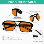 Eyekepper Pilot Blue Light Blocking Glasses Orange Tinted Computer Eyeglasses Men Women, Sleep Better and Reduce Eyestrain, Black