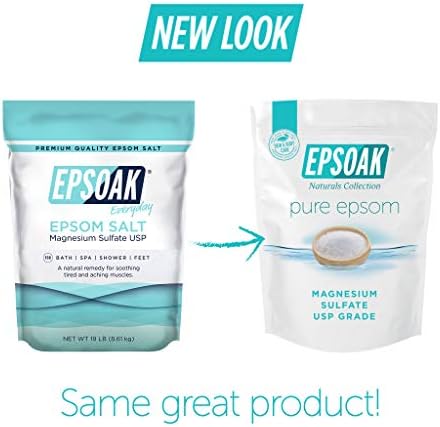 Epsoak Epsom Salt 19 lb. Magnesium Sulfate USP. Resealable Epsom Salt Bag Unscented, Made in The USA, Cruelty-Free Certified