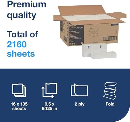 Tork Soft Xpress Multifold Paper Hand Towels White, H2 System Compatible 16 Packs X 135 Towels Each (MB579)