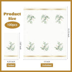 100Pcs Eucalyptus Paper Napkins 3 Ply Eucalyptus Spring Wedding Disposable Absorbent Hand Towels Sage Green Guest Dinner Paper Napkins for Wedding Spring Baby Bridal Shower Birthday Party Supplies