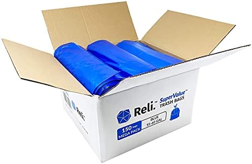 Reli. SuperValue 55-60 Gallon Recycling Bags | 150 Count | Blue Trash Bags | Made in the USA