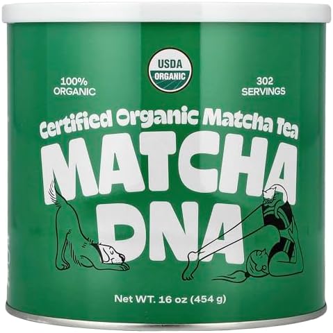 Matcha DNA Organic Matcha Powder - XXL 16oz TIN – Matcha Green Tea - USDA Organic Gluten-Free Vegan, Unsweetened No Additives - Everyday Green Macha Powder Tea for Lattes, Smoothies, Baking & Recipes