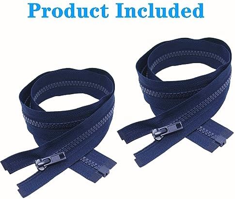 MebuZip 2PCS #5 27 Inch Separating Jacket Zippers Resin Zipper Molded Plastic Zippers Bulk for Sewing Coat Jackets Clothes (Navy Blue)