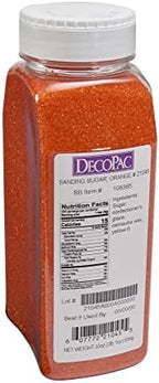 DecoPac Sanding Sugar | Orange Edible Sugar Sprinkles | 33oz | Edible Sanding Sugar in Handheld Container | Made In USA | Sugar Sprinkle Mix For Cakes, Cupcakes, Cookies, Extra Large Pack | 33 Ounce - Orange
