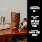 S'well Stainless Steel Shaker Set with Jigger, 18oz, Teakwood, Triple Layered Vacuum Insulated Container Keeps Cocktails Colder for Longer, BPA Free Barware