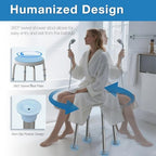 Swivel Shower Stool for Inside Shower, 360° Rotating Stool with Non-Slip Seat Pad, Adjustable Shower Chair for Seniors with 6 Height Levels, Lightweight Seat Up to 300 lbs, Tool-Free Assembly