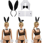 Women's Sexy Bunny Girl Cosplay Costume Wetlook Cutout Bodysuit Naughty Rabbit Lingerie Set