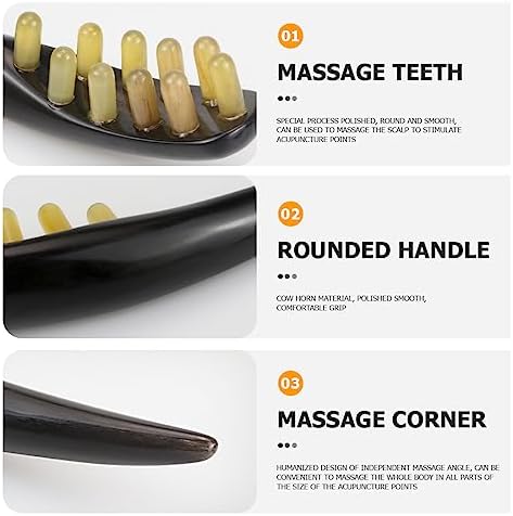 FERCAISH Ox Horn Massage Tool for Back, Neck, Eyes and Face - Meridian Head Scraping Stick for Guasha Therapy and Trigger Point Treatment