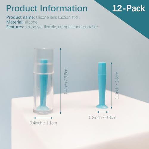 12-Pack Silicone Hard Contact Lens Remover Tools – Hard Scleral Lens Applicator with Suction Cup Grip(Blue)