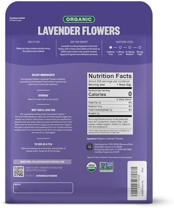 FGO Organic Dried Lavender Flowers, Extra Grade Dried Buds, Imported From France for Culinary or Sachet Bags, 16oz Bulk, Packaging May Vary (Pack of 1)