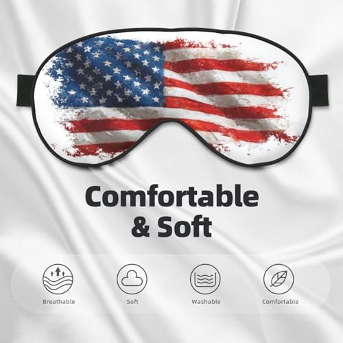 American Flag Brush Stroke Style Sleep Mask Eye Mask with Adjustable Strap, Eye Sleep Shade Cover Blocks Light for Women Men Airplane Travel Nap Meditation