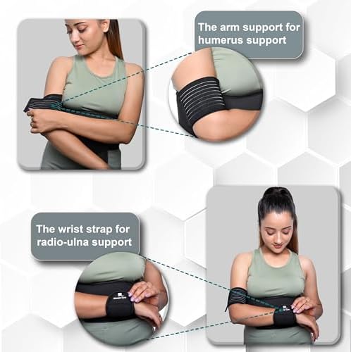 Wonder Care-Left Right Shoulder Immobilizer Arm Sling Elastic Brace for Clavicle Collar Bone Dislocation Subluxation Shoulder stabilizer Compression Brace After Rotator Cuff Surgery - Black(58"-62")
