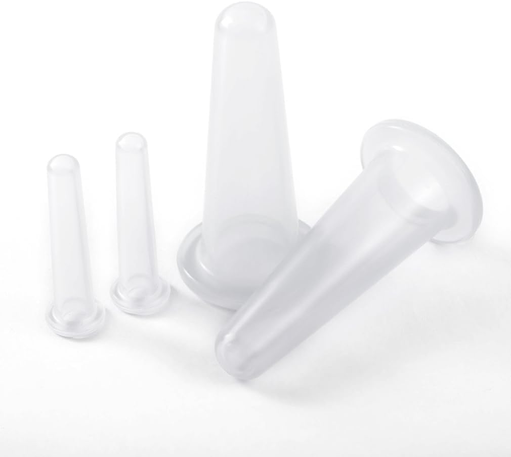 BWESOO 4Pcs Transparent Massage Cupping Set Silicone Mini Facial Cups Face Massager Helper Skin Care Neck Back Eyes Massaging Cup Safe to Use, Don't Worry About Burns Health Care Products