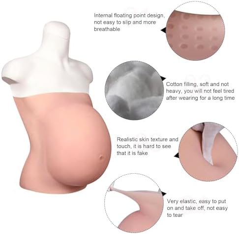 Fake Pregnant Belly 6-9 Months Artificial Silicone Pregnancy Belly Lifelike Skin for Actor Performance Maternity