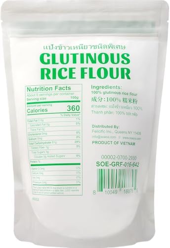 Soeos Glutinous Rice Flour 16 Ounce (Basic), 1 Pack Rice Flour for Baking or Cooking, All Natural White Rice Flour, Vegan, Gluten-Free