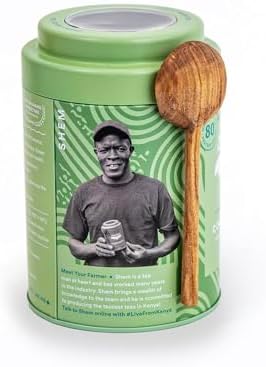 JusTea COCONUT GREEN | Loose Leaf Herbal Tea | Tin with Hand Carved Tea Spoon | 40+ Cups (3.5oz) | Caffeine Free | Award-Winning | Fair Trade | Non-GMO