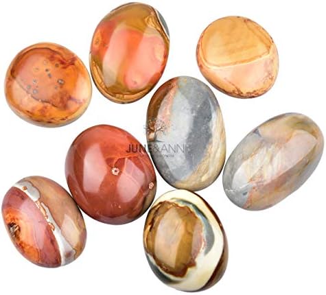 June&Ann Natural Ocean Jasper Palm Stones Healing Gemstone Therapy Worry Crystal Stones for Meditation Chakra Balancing Collection, Irregular Shape