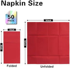 Red Napkins Hand Towels Disposable, Linen Feel Dinner Napkins with Prefolded Built-in Flatware Pocket, Guest Paper Hand Towels For Wedding, Dinner Or Party (16x16in, 50Pack）