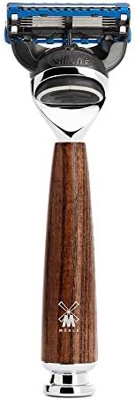 MÜHLE RYTMO Steamed Ash 4-piece Pure Badger 5-Blade Razor Modern Luxury Wet Shaving Set - Perfect for Every Day Use, Barbershop Quality Close Smooth Shave