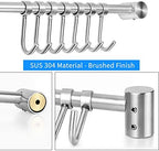 Audmore Kitchen Utensil Rack 2 Pack, 15.6 Inch Pots and Pans Hanging Rack Wall Mounted, 304 Stainless Steel Lid Cooking Utensil Hanger, 7 Sliding Hooks for Spatula Spoon, Measuring Cups, Coffee Mug
