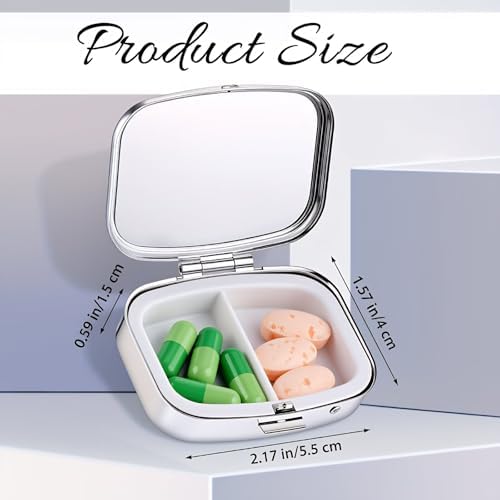 Chic Cute Cow Couple Bow-Compartment Metal Pill Box – Compact and Stylish Medication Organizer, Food-Safe, Portable for Wallet or Pocket, Perfect for Vitamins and Supplements