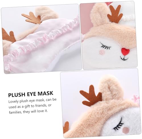 Plush Elk Cartoon Eye Mask, Light Blocking Sleep Blindfold with Comfortable Soft Cover, Adorable Sleeping Eye Patch for Travel and Night Use