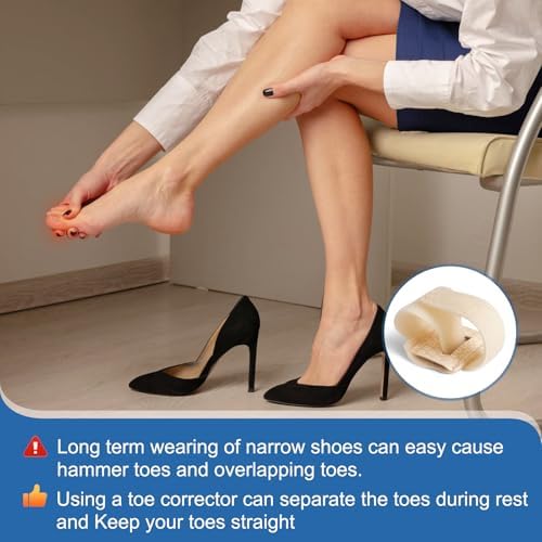 Hammer Toe Straightener for Women & Men - 2 Pack Hammer Toe Corrector for Crooked, Overlapping Toes, Toe Splint & Spacers for Toe Straightening and Relaxation