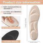 4 Pairs Arch Support Insoles for Women, Memory Foam Cushion Shoe Inserts, Breathable High Heel Inserts, 5d Barefoot Comfort Shoe Pad for Massaging Arch Pain Relief(Beige)