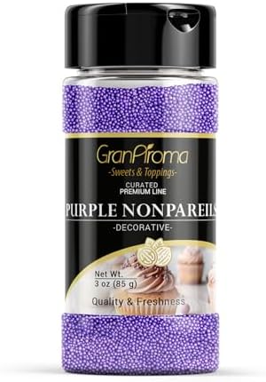 GranAroma Purple Nonpareils, Decorative Sprinkles, Cakes & Cookies, Bakery Staple (3 Ounce)