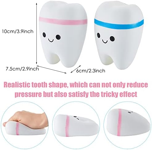 Hungdao 2 Pieces Jumbo Tooth Slow Rising Fake Tooth Anxiety Relieve Toy Dental Toys Dental Assistant Gifts for Stress Relief Teens, Adults(Classic)